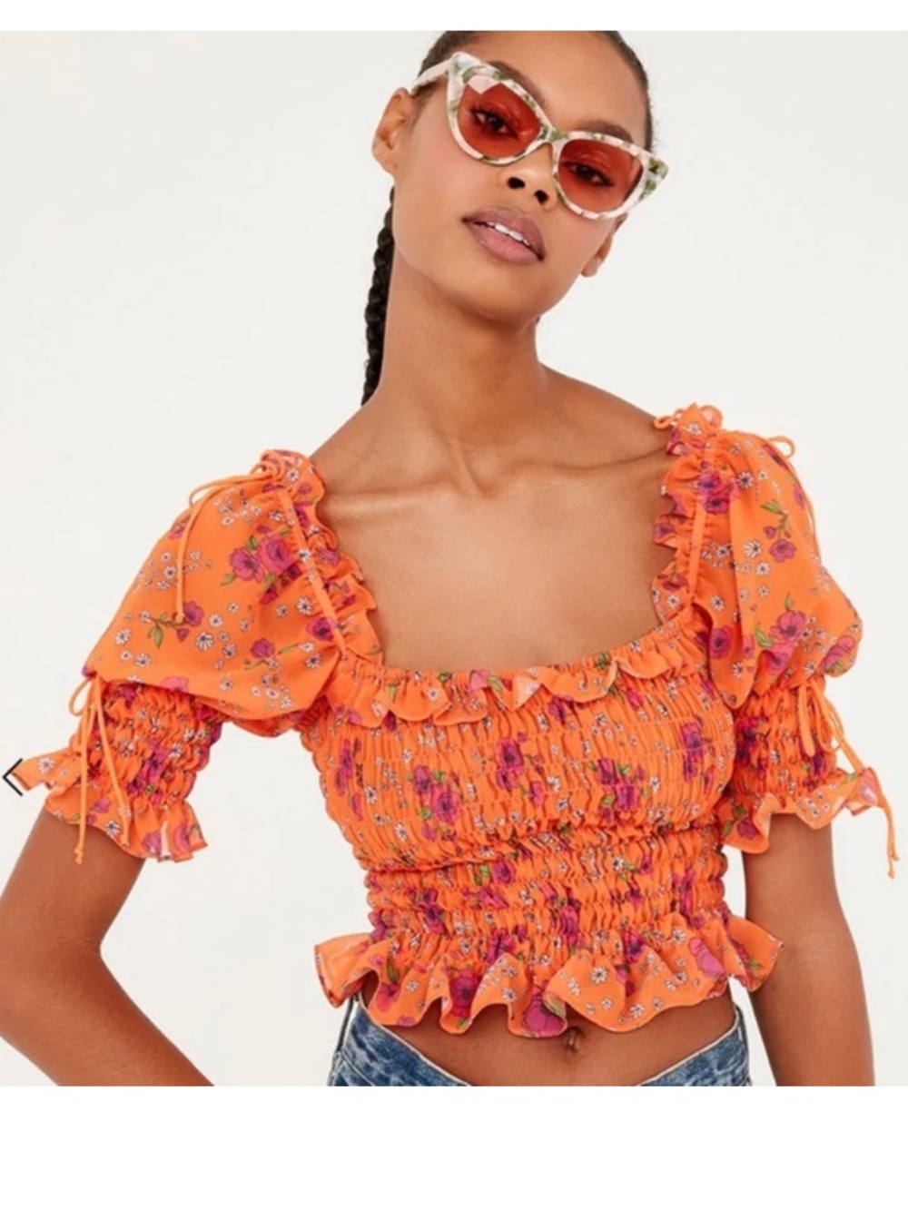 For Love & Lemons Peony Smocked Top